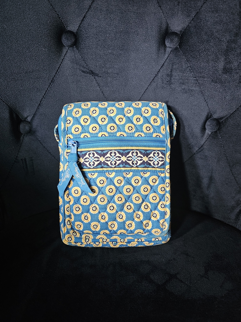 Vera Bradley Blue and Yellow Quilted Crossbody Bag